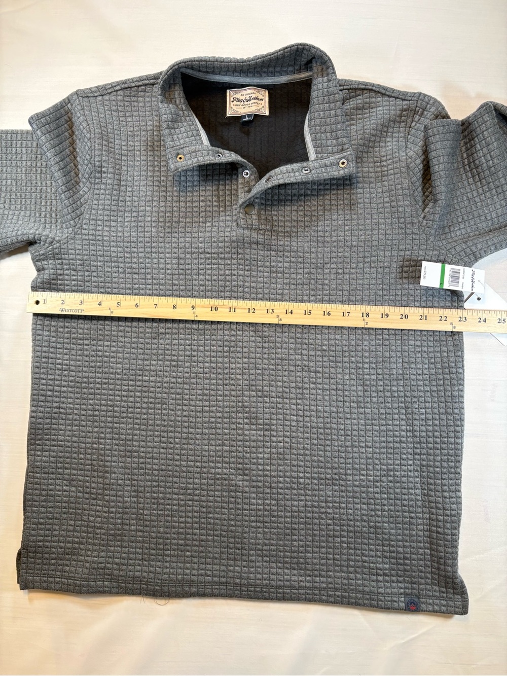 NWT Flag & Anthem Mens Large Quilted Grid Snap Neck Pullover Sweatshirt Charcoal - Picture 9 of 10